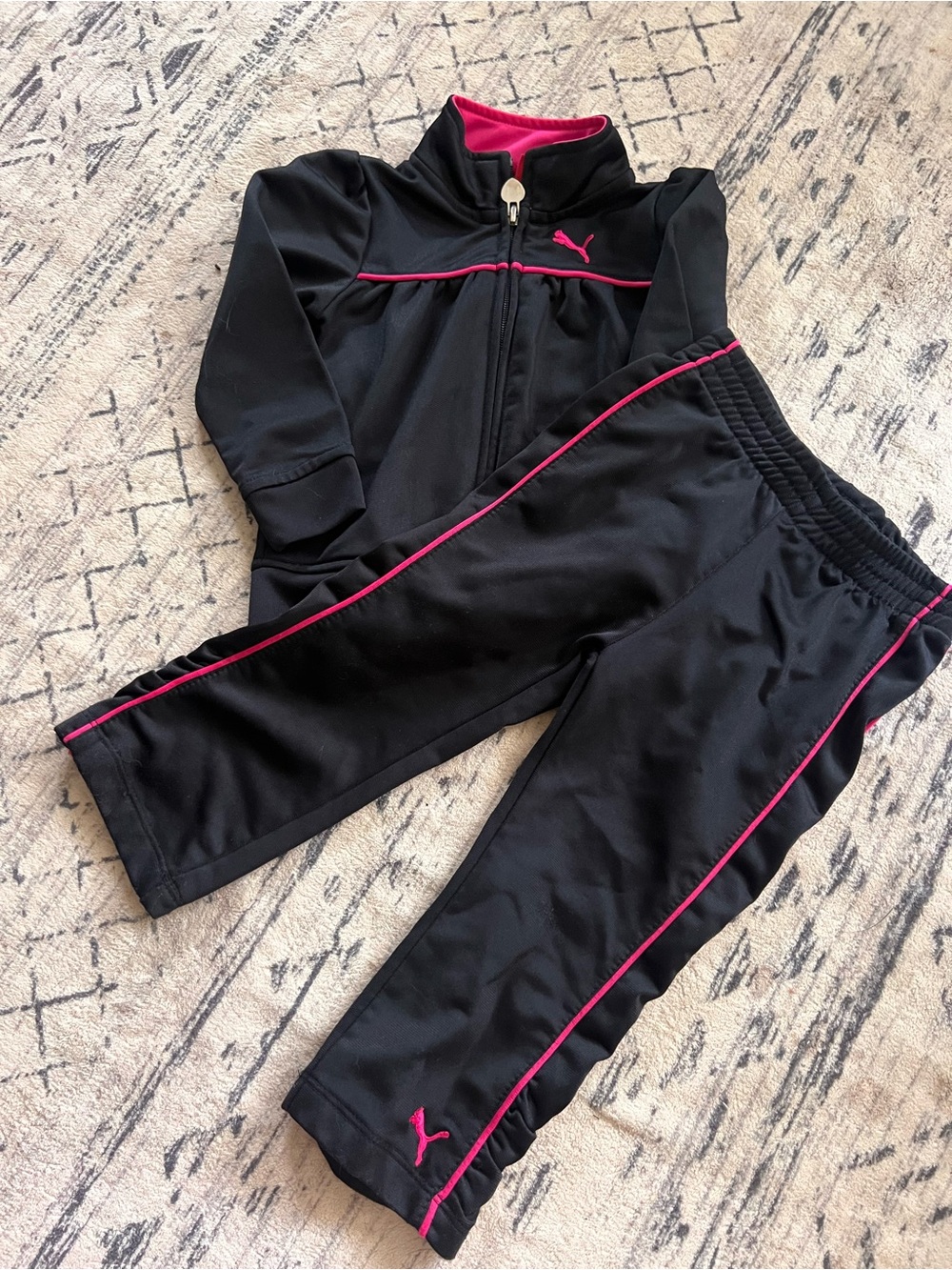 Puma Black & Hot Pink Girls' Track Jacket and Pants Set 24 months
